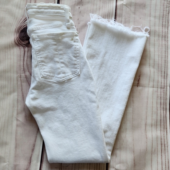 Rag & Bone "Nina High Rise Ankle Flare" Cropped Jeans White | Women's Size 23 - Picture 3 of 15